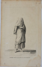 Load image into Gallery viewer, Augustin Calmet. Femme Juive allant a la Synagogue. Engraving. 1728.
