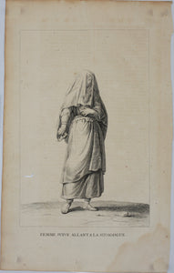 Augustin Calmet. Femme Juive allant a la Synagogue. Engraving. 1728.
