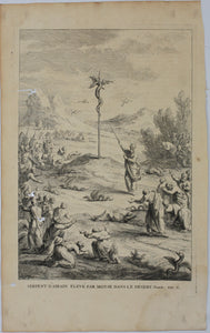 Augustin Calmet. Serpent d'Airain élevé par Moïse dans le Désert. Engraving. 1728.