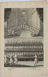 Augustin Calmet. Tribunal des XXIII Juges selon les Rabbins. Engraving. 1728.