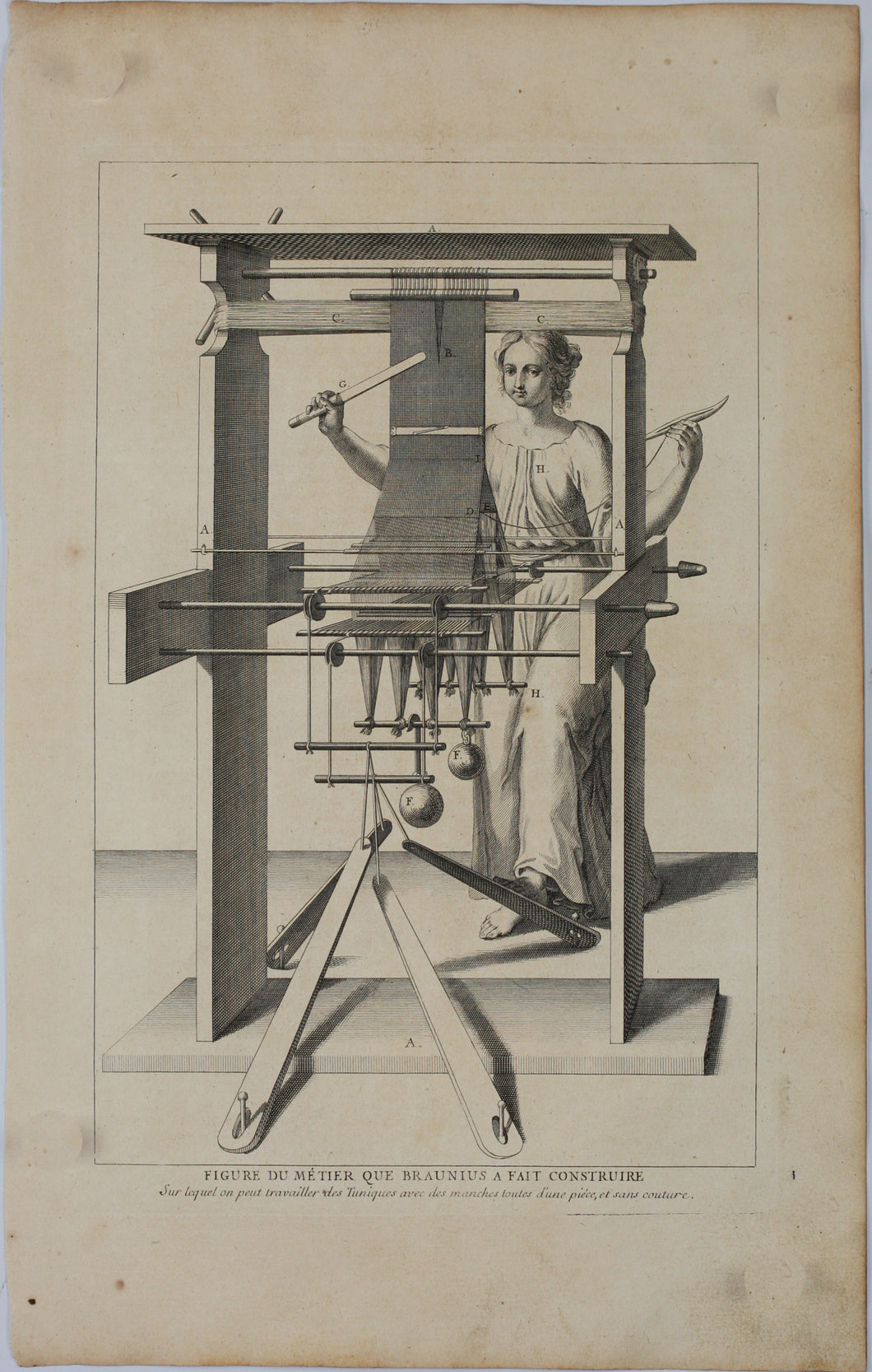 Augustin Calmet. Figure du Métier que braunius a fait construire (1). Explication de la figure du Métier (2). Set of two Engravings. 1722.
