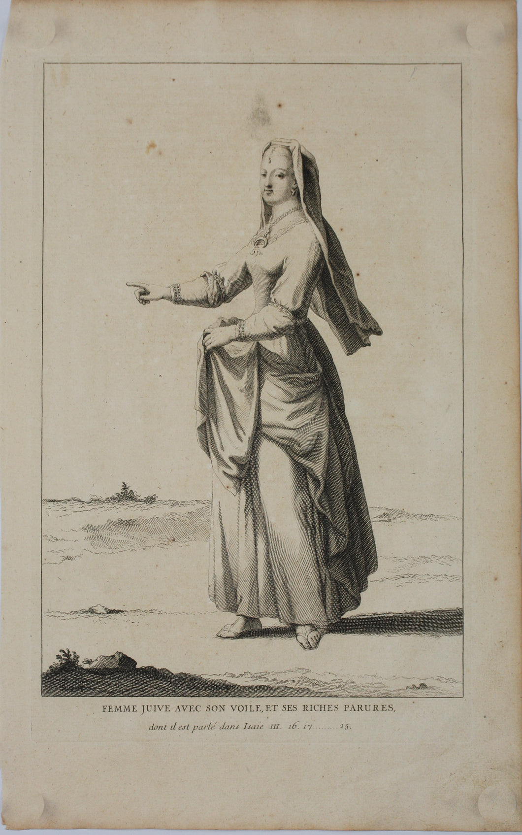 Augustin Calmet. Femme Juive avec son voile, et ses riches parures. Engraving. 1722.