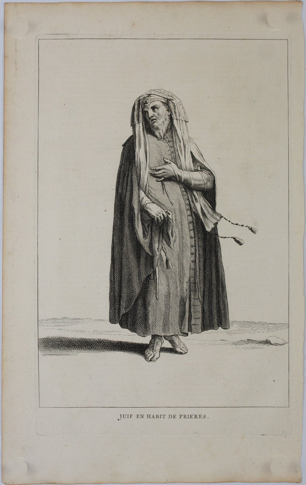 Augustin Calmet. Juif en habit de prières. Engraving. 1722.