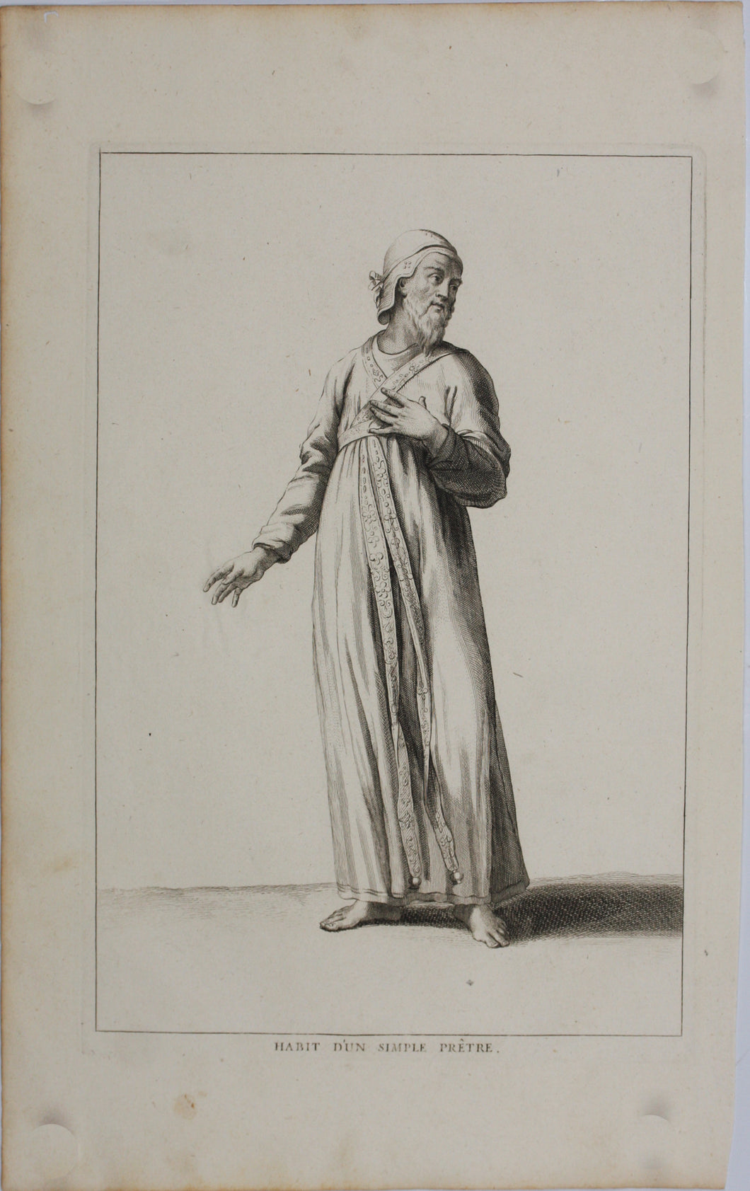 Augustin Calmet. Habit d'un simple prêtre. Engraving. 1722.