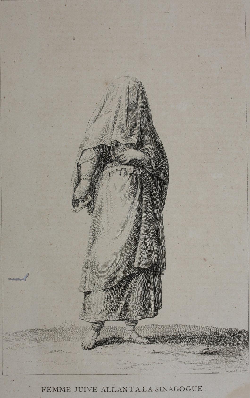 Augustin Calmet. Femme Juive allant a la Synagogue. Engraving. 1728.