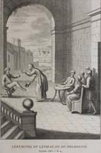 Load image into Gallery viewer, Augustin Calmet. Ceremonie du Levirat, ou du Deshausse. Engraving. 1728.
