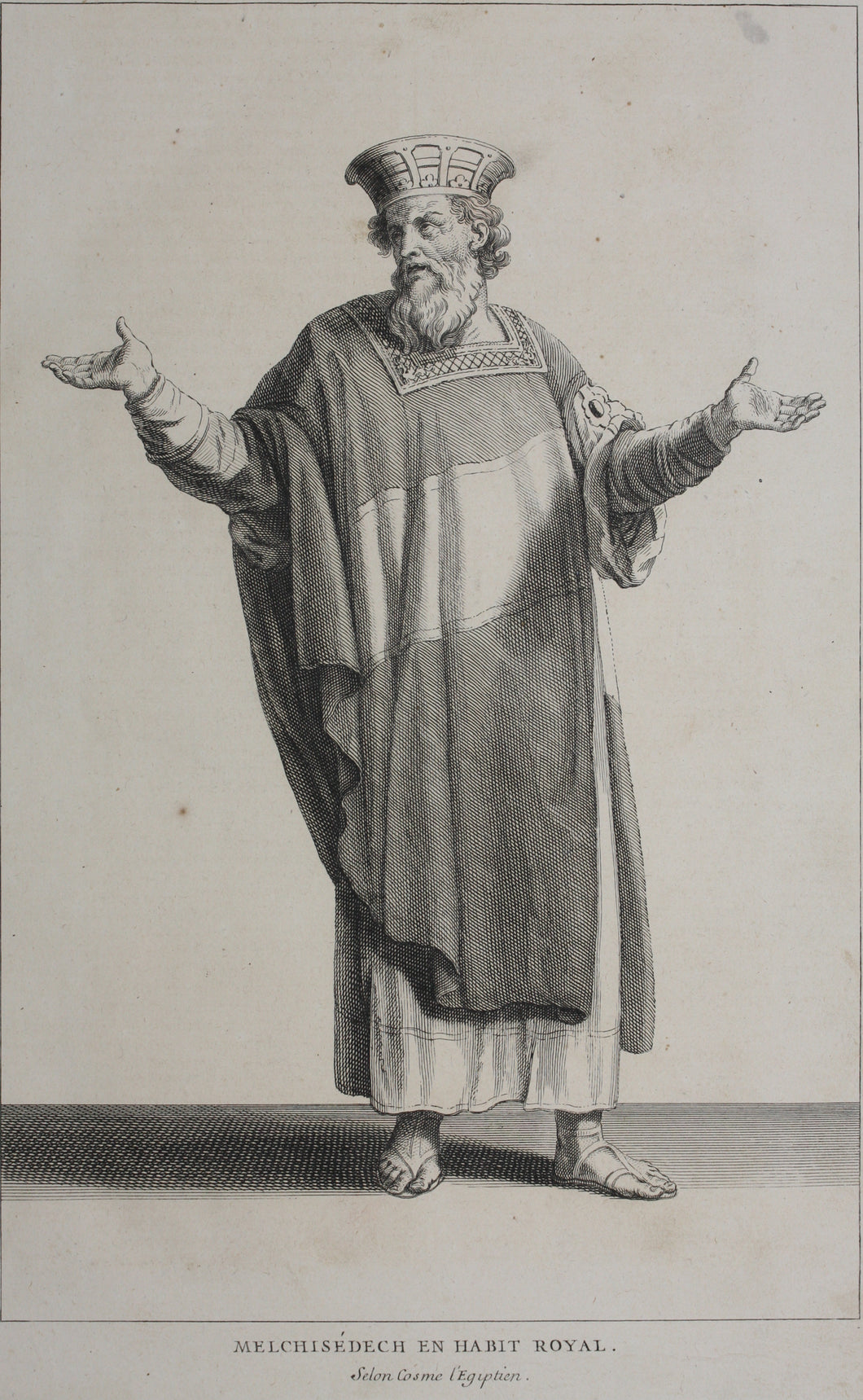 Augustin Calmet. Melchisédech en Habit Royal. Engraving. 1722.