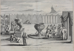 Augustin Calmet. Cérémonies de l'Expiration solemnelle.  Engraving. 1728.