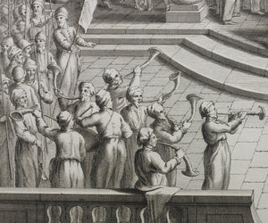 Augustin Calmet. Onction, et sacre des Rois d'Israël, et de Juda. Engraving. 1728.