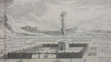 Load image into Gallery viewer, Augustin Calmet. Cérémonies du sacrifice de la vache rousse bruslée hors du camp d&#39;Israël.  Engraving. 1728.

