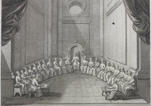 Augustin Calmet. Tribunal des XXIII Juges selon les Rabbins. Engraving. 1728.