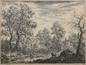 Christian Ludwig von Hagedorn. A Small River in the Foreground with a Cow and Goat. Etching. 1744. Engraving.