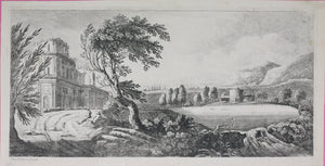 John Boydell. Landscape with ruins and the courting couple. Etching 1744.