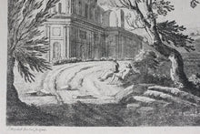Load image into Gallery viewer, John Boydell. Landscape with ruins and the courting couple. Etching 1744.
