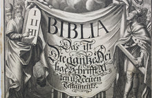 Load image into Gallery viewer, Joseph von Montalegre. Engraved frontispiece from Dietenberger&#39;s Sacra Biblia. Circa 1705.
