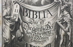 Joseph von Montalegre. Engraved frontispiece from Dietenberger's Sacra Biblia. Circa 1705.