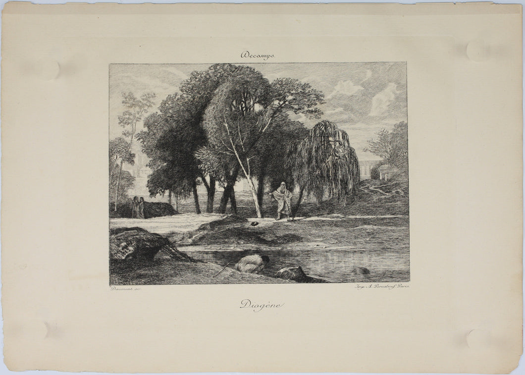 Alexandre-Gabriel Decamps, after. Diogène. Etching by Emile Daumont. Late 19th early 20th c.