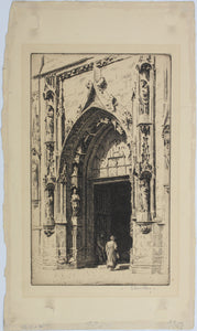 Otto J. Schneider. Entrance of the Church of St Nicholas-des-Champs, Paris. Etching. 1915.