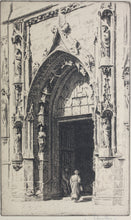 Load image into Gallery viewer, Otto J. Schneider. Entrance of the Church of St Nicholas-des-Champs, Paris. Etching. 1915.
