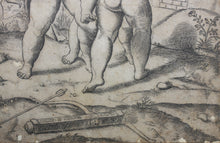 Load image into Gallery viewer, Parmigianino, after. Four Cupids; Apollo and Daphne in the Background. Engraved by Anonymous, Italian, 16th to early 17th century.
