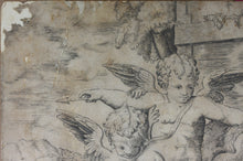 Load image into Gallery viewer, Parmigianino, after. Four Cupids; Apollo and Daphne in the Background. Engraved by Anonymous, Italian, 16th to early 17th century.
