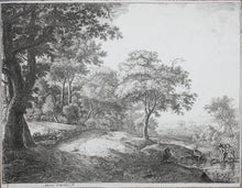 Load image into Gallery viewer, Antonie Waterloo. Landscape With Two Figures Wading a Stream. Etching. 1640-1690.
