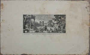 Gabriel Perelle. Garden Landscape with Fountains, Pond, and Boats. Etching. 1620-1695.