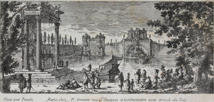 Gabriel Perelle. Garden Landscape with Fountains, Pond, and Boats. Etching. 1620-1695.