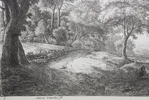 Antonie Waterloo. Landscape With Two Figures Wading a Stream. Etching. 1640-1690.