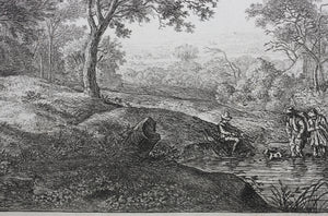 Antonie Waterloo. Landscape With Two Figures Wading a Stream. Etching. 1640-1690.