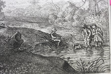 Load image into Gallery viewer, Antonie Waterloo. Landscape With Two Figures Wading a Stream. Etching. 1640-1690.

