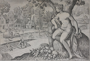 Maarten de Vos after. Summer. Engraving by Adriaen Collaert. C. 1587