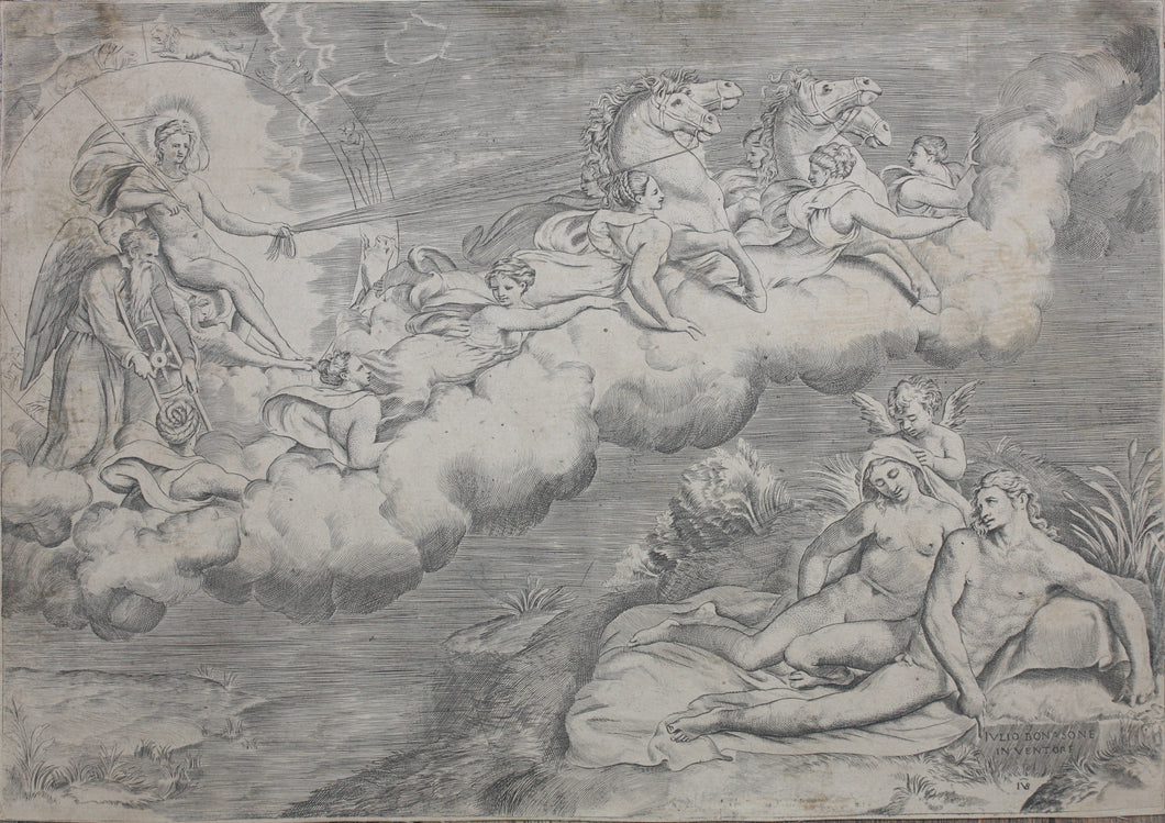 Giulio Bonasone. Allegory of the rising sun. Engraving. XVI C.