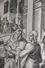 Load image into Gallery viewer, Maarten van Heemskerck, after. Cyrus Showing Bel and His Food to Daniel. Engraving by Philips Galle. 1565.
