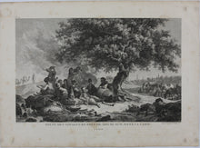 Load image into Gallery viewer, Jean-Baptiste Hilair, after. Halt of Travelers. Engraving and Etching by  Carl Guillaume Weisbrod  &amp; Heinrich Guttenberg. 1782.

