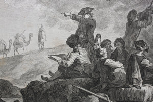 Jean-Baptiste Hilair, after. Halt of Travelers. Engraving and Etching by  Carl Guillaume Weisbrod  & Heinrich Guttenberg. 1782.