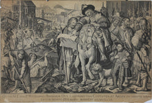 Load image into Gallery viewer, Peter de Witte, after. Peter Candid, after. The Construction of Landshut in Bayern. Engraving and etching by Carl Gustav von Amling. 1697.
