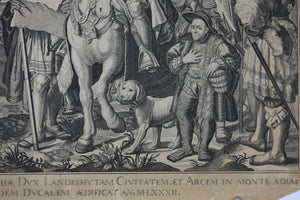 Peter de Witte, after. Peter Candid, after. The Construction of Landshut in Bayern. Engraving and etching by Carl Gustav von Amling. 1697.