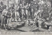 Load image into Gallery viewer, Maarten de Vos, after. The funeral of Adam. Engraving by Jan Sadeler I. 1586.
