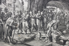 Load image into Gallery viewer, Maarten de Vos, after. The funeral of Adam. Engraving by Jan Sadeler I. 1586.
