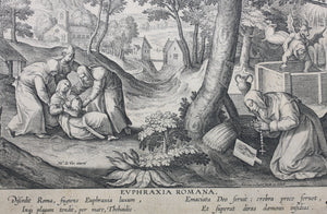 Maarten de Vos, after. Euphraxia Romana. Engraving by Adriaen Collaert. C. 1580.
