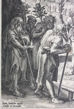 Load image into Gallery viewer, Maarten de Vos, after. The funeral of Adam. Engraving by Jan Sadeler I. 1586.
