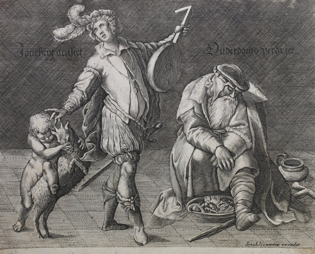Anonymous artist. Young and old. Engraving published by Isack Houwens. 1650 - 1700.