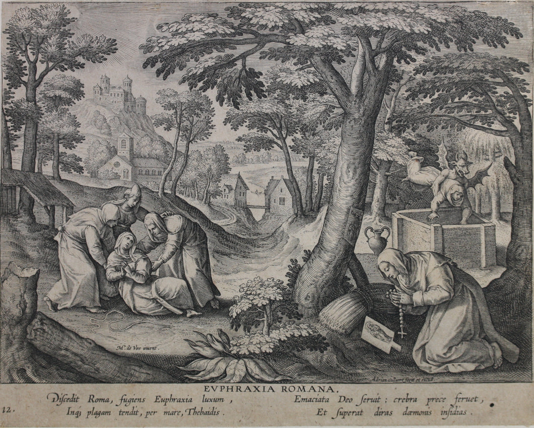 Maarten de Vos, after. Euphraxia Romana. Engraving by Adriaen Collaert. C. 1580.