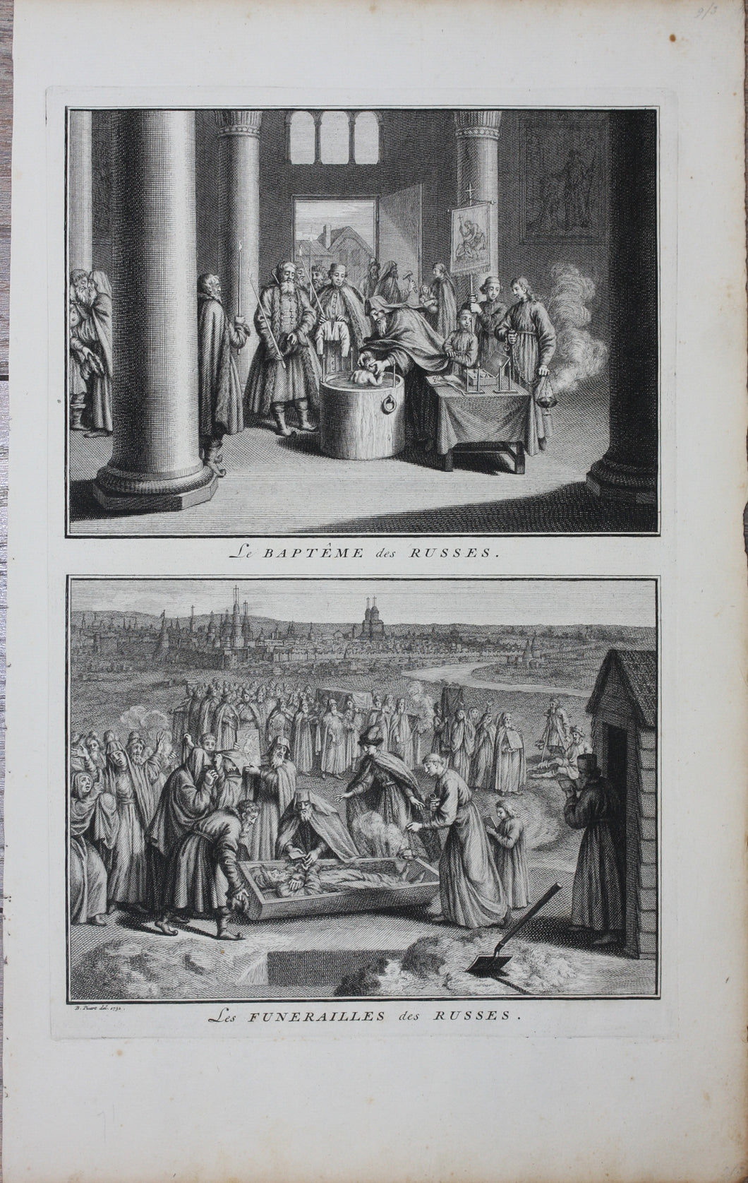 Bernard Picart. The Baptism of the Russians. Russian funeral. Engraving. 1732.
