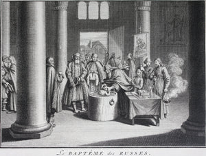 Bernard Picart. The Baptism of the Russians. Russian funeral. Engraving. 1732.