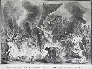 Bernard Picart. Manner in which women burn themselves in India after the death of their husbands. Engraving. 1728.