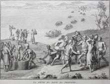 Load image into Gallery viewer, Bernard Picart. The Pagans Water Festival. Funeral Ceremonies the Pagans Perform for Their Dead King. Engraving. 1728.
