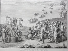 Load image into Gallery viewer, Bernard Picart. The Pagans Water Festival. Funeral Ceremonies the Pagans Perform for Their Dead King. Engraving. 1728.
