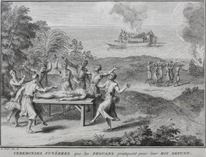 Bernard Picart. The Pagans Water Festival. Funeral Ceremonies the Pagans Perform for Their Dead King. Engraving. 1728.